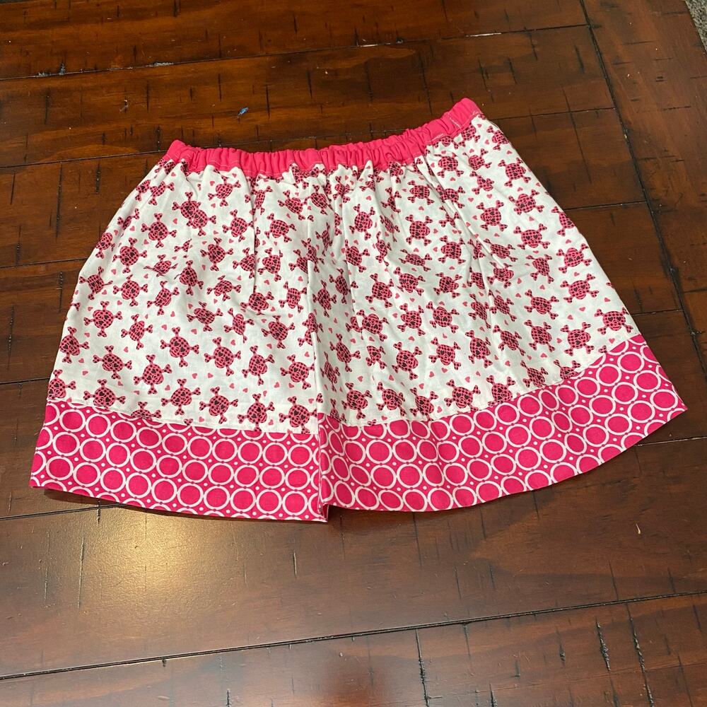 Handmade Reversible Skirt Girls Size 4 Pink/Black Skulls and Floral